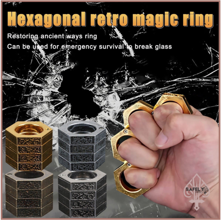 Self-Defense Hex Ring – Emergency Window Breaker & Outdoor Survival Tool