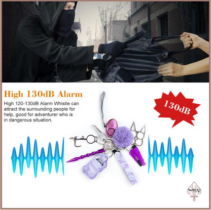 Self Defense Keychain Suit Personal Keychain For Girls Women Safety Key Ring With Hand Sanitizer Bottle Holder Pompom Whistle