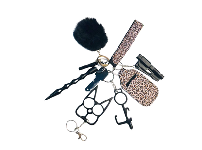 Self Defense Keychain Suit Personal Keychain For Girls Women Safety Key Ring With Hand Sanitizer Bottle Holder Pompom Whistle