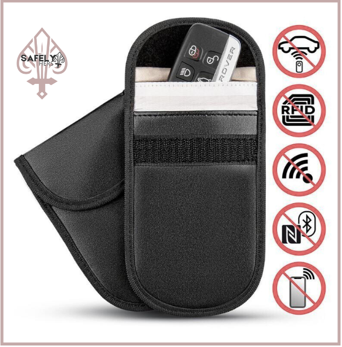 Safely Hers Black Anti-Radiation & Signal Blocking Phone Pouch – Unisex Faraday Bag for Smartphones, Cards & Privacy Protection
