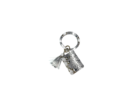 Silver & Black Snakeskin Self-Defense Keychain Set – Women’s Personal Safety Kit with Alarm, Pepper Spray Holder & Emergency Tools